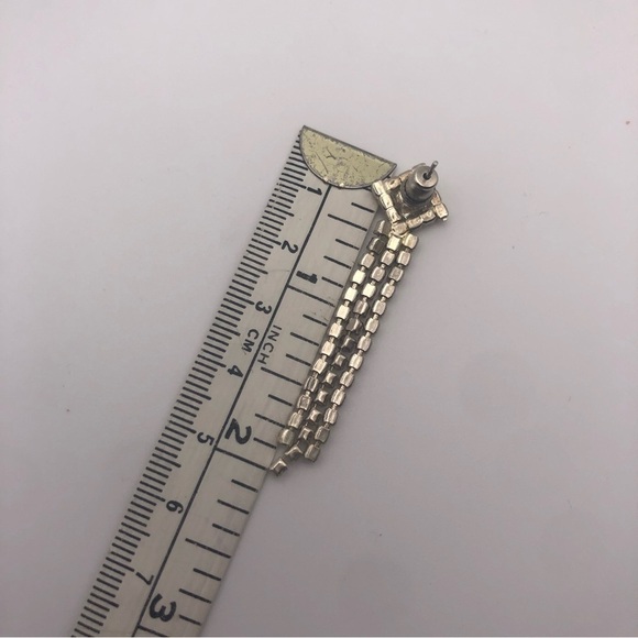 VTG Rhinestone Silver Tone Metal Set Necklace Earrings Bracelet 16”/ 2” / 7.5” - Picture 5 of 8